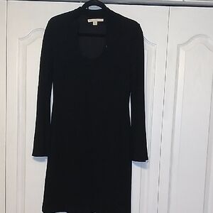 Boston Proper Black Sheath Dress Long Sleeve Scoop Neck